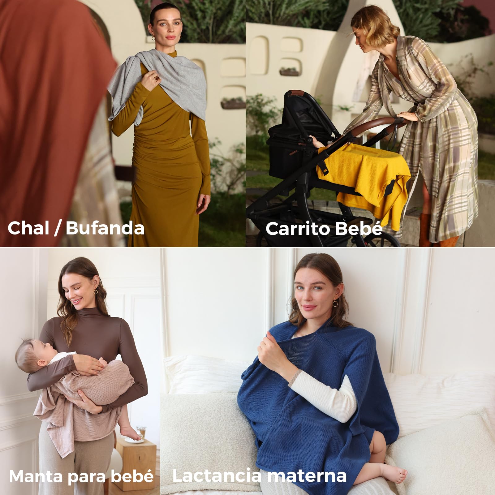 Momcozy Cubierta de Lactancia Materna, Poncho de Privacidad Portátil, Cobertura Total de 360°, Suave, Transpirable y con Estilo, Incluye Bolsa de Lavado Marrón Claro