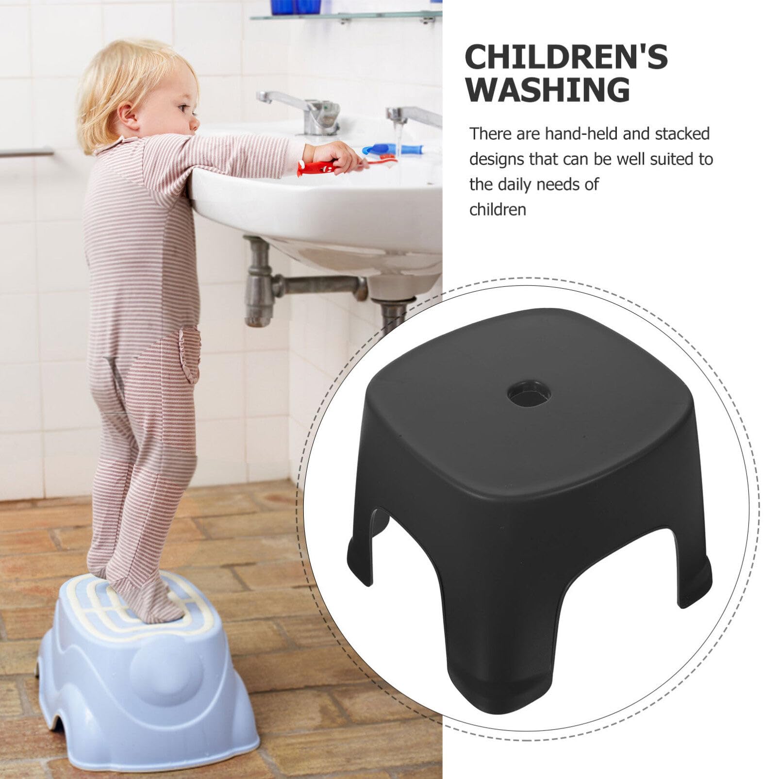 Sgabello da Bagno in Pvc Nero Stabile e Solido per Piedi Supporto per Posizione Naturale Squat, per Uso Quotidiano in Bagno e Casa
