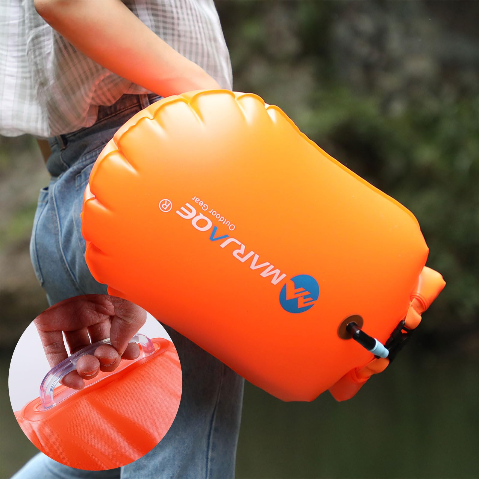 Bolla Natación y Mochila Estanca 20L Boya Hinchable Impermeable para Aguas Abiertas Kayak Triatlón Surf Snorkel