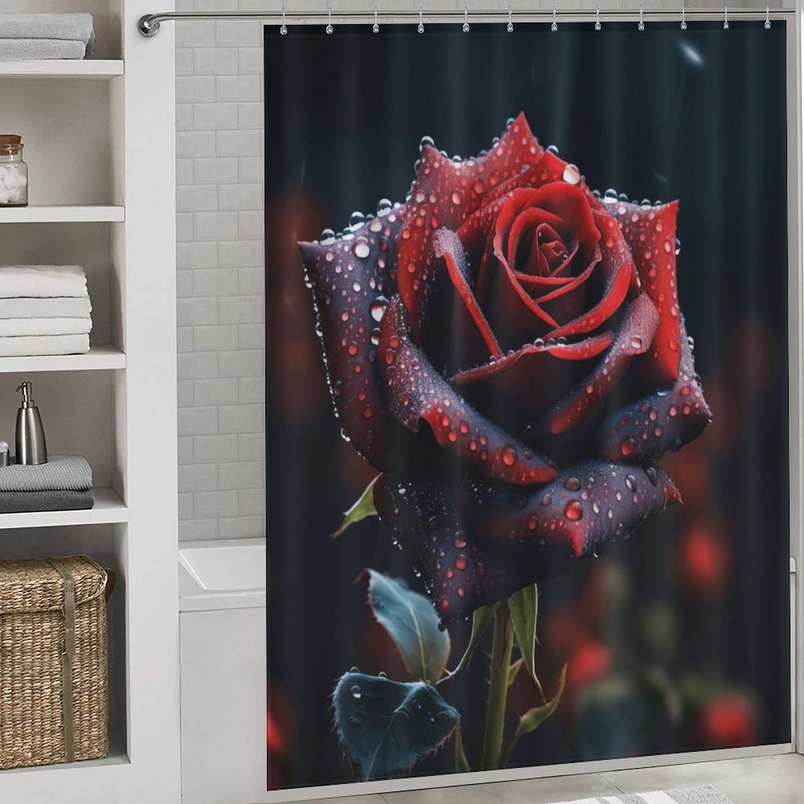 Rose rideau douche tissu lavable pour éliminer les éclaboussures et l'humidité au sol