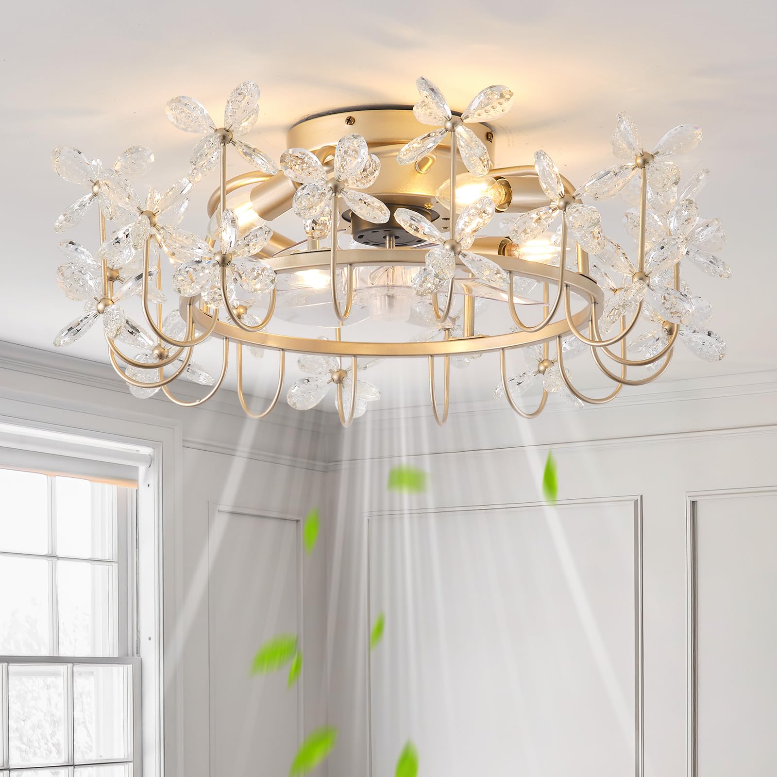 ♡ㅏ YANSUN 7.09 in. 1-Light Modern Gold Semi Flush Mount Ceiling