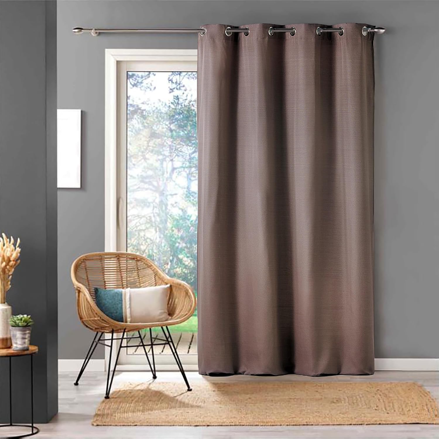 Classic Mocha Privacy Curtain Panel - 100% Cotton, Light-Filtering Window Treatment, 95x55 Inches - Versatile Home Decor - 1 pc