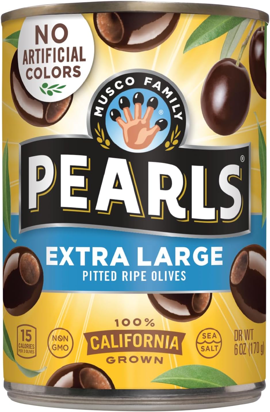 Pearls Extra-Large Ripe Pitted Olives, Pack of 8, 6 oz Cans