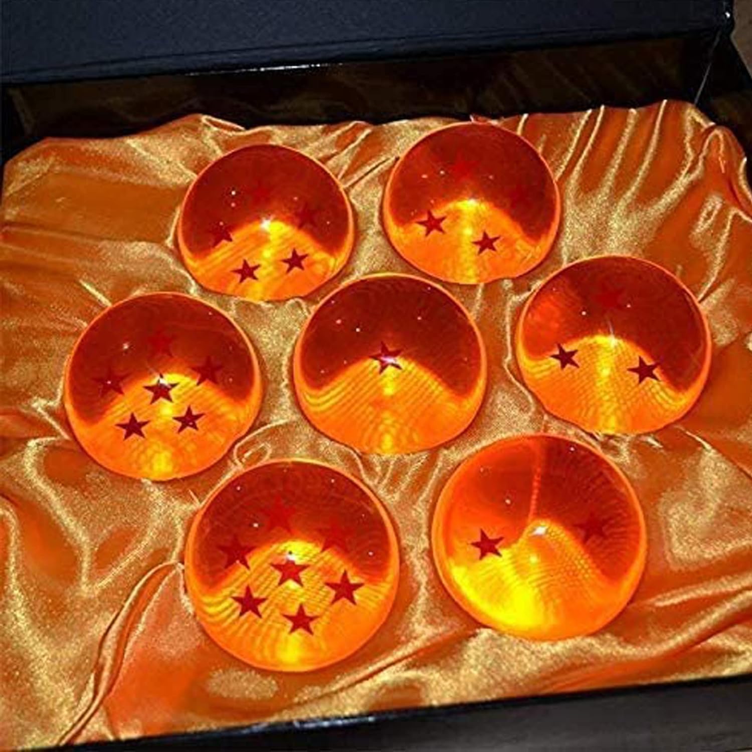 BAODELI 7pcs 76MM Large Crystal Acrylic Resin Glass Ball with Gift Box Dragon Transparent Play Balls