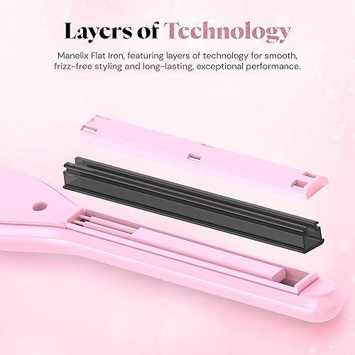 Miniatura 4 de Manelix Plancha plana para cabello corto, plancha plana súper delgada de 13 pulgadas y rizador 2 en 1, doble voltaje PTC y plancha plana de cerámica