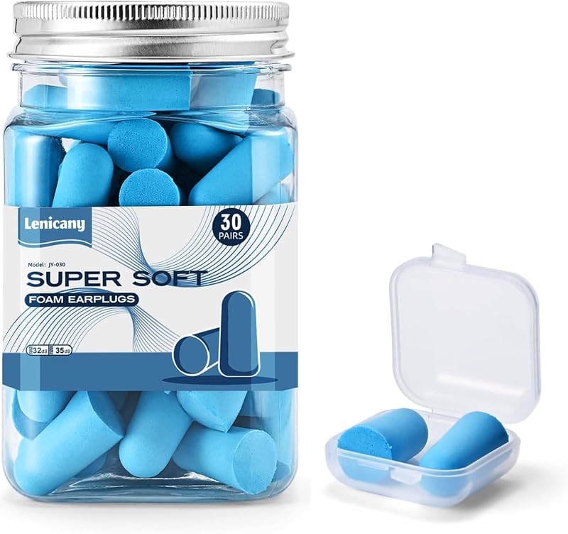30 Pair Foam Ear Plugs, 32dB Noise Reduction for Sleep, Work & Travel