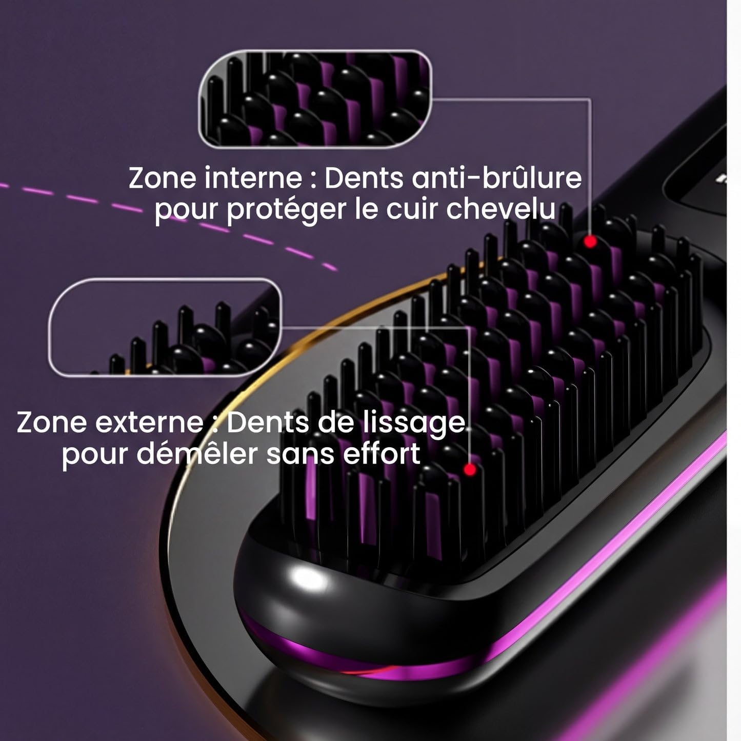 Cocoony Brosse à Cheveux,Brosse Lissante Ceveux Court Rechargeable Portable, Un Volume Coiffe en 2 Minutes (Noir)