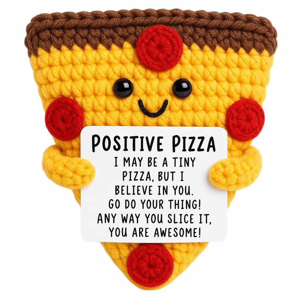 ALLGAYER Positive Crochet Pizza Emotional Support Knit Plush Doll