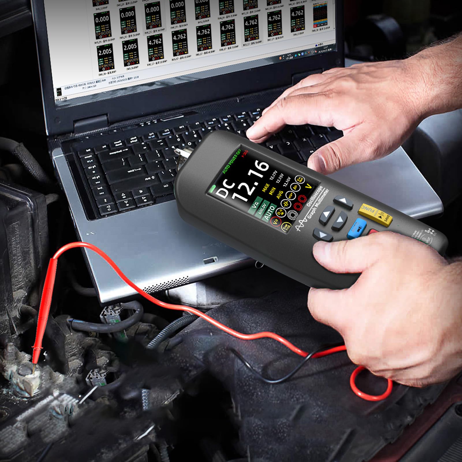 Handheld-Oszilloskop-Multimeter-Generator 6000 Zählungen Spannungs- und Stromtest Automatische Wellenformerfassungsfunktion für Kondensator-Widerstands-Diodentest