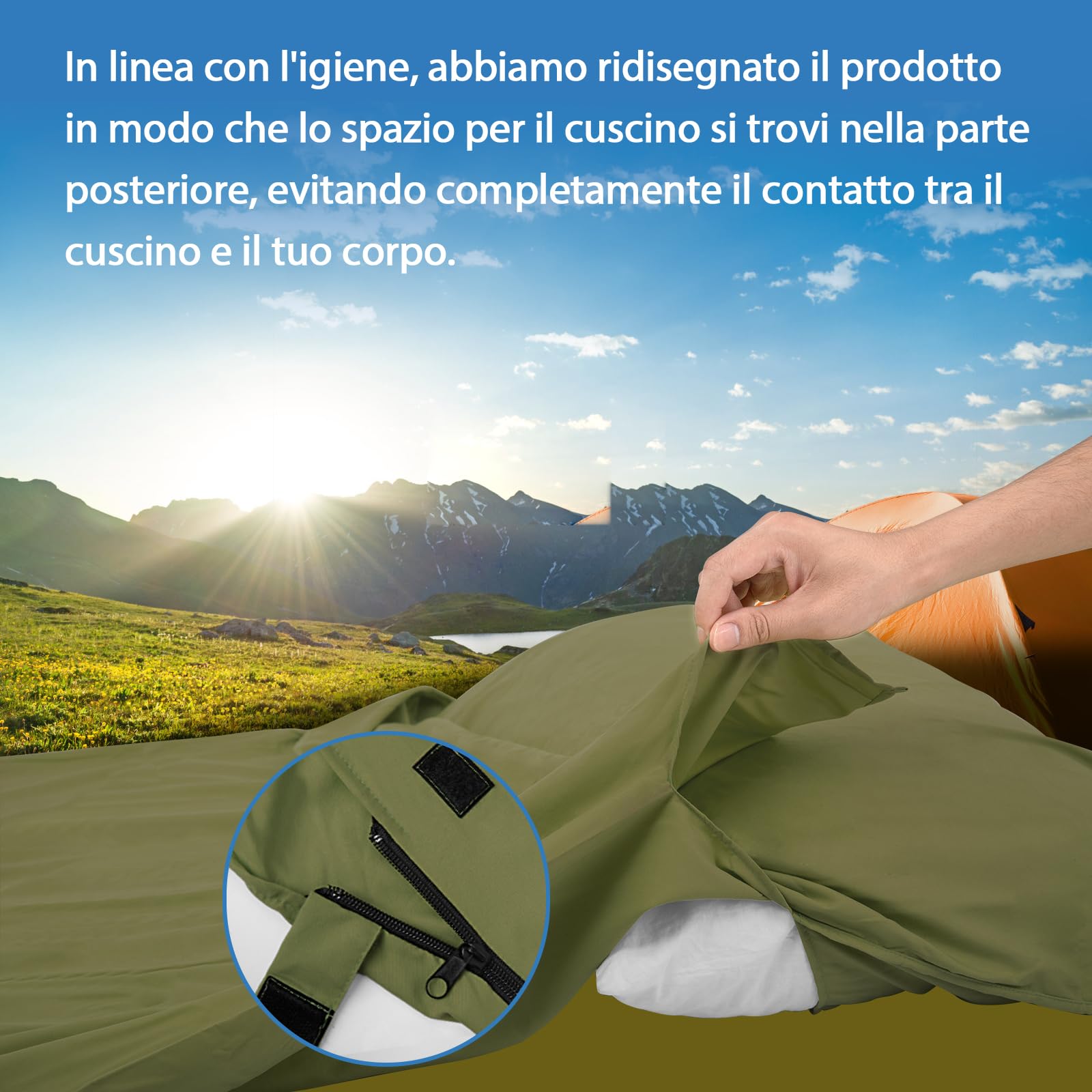 JAICOM Sacco Lenzuolo Sacco a Pelo, Sacco Lenzuolo da Viaggio Ultraleggero e Compatto, 220x90cm, Ideale per il campeggio, l'escursionismo, l'ostello e i viaggi di lavoro