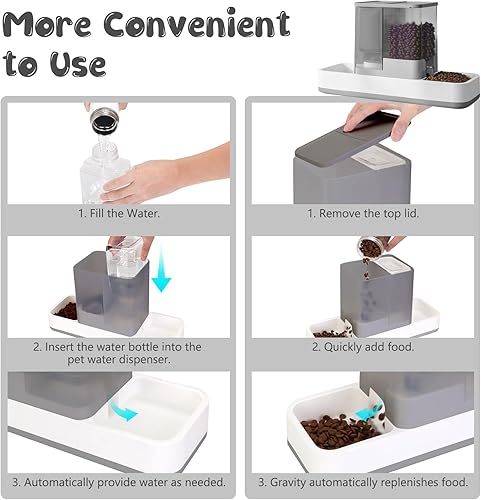 Miniatura 3 de Alimentador automático para gatos y dispensador de agua, 2 en 1, dispensador de alimentos para mascotas por gravedad y dispensador de agua,