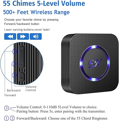 Miniatura 6 de EverNary Timbre de puerta para perro, timbre para entrenamiento de orinal, campanas inalámbricas para puerta para salir al exterior, timbre de