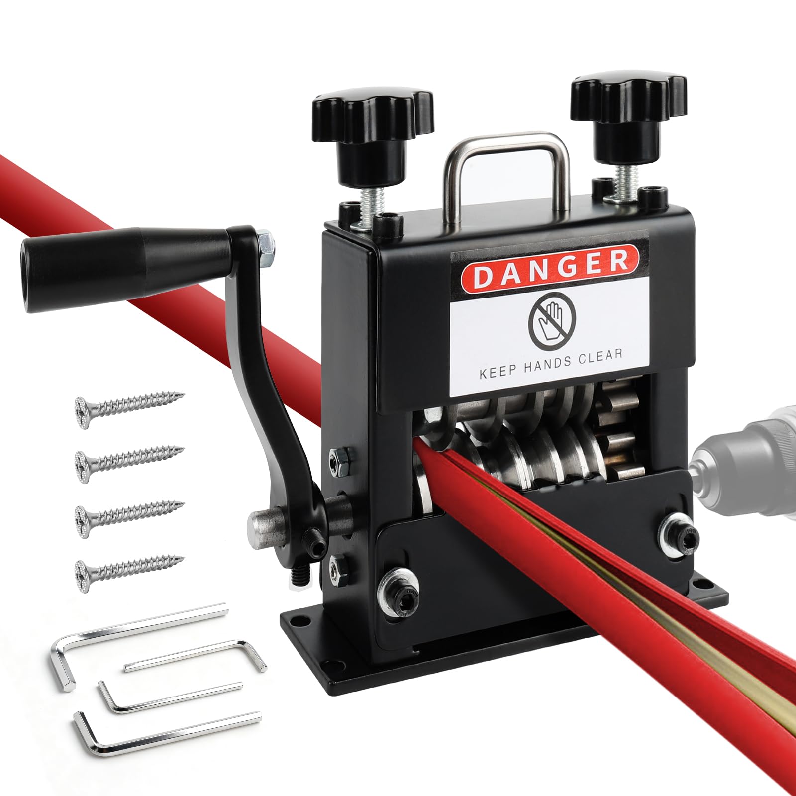 Wire Stripper Machine, Portable Manual Cable Stripper Tool with 6 Holes for 0.5-17mm Cable & Network Wire, 5 Blades, Hand Crank/Electric Dual Mode for Scrap Copper Recycling