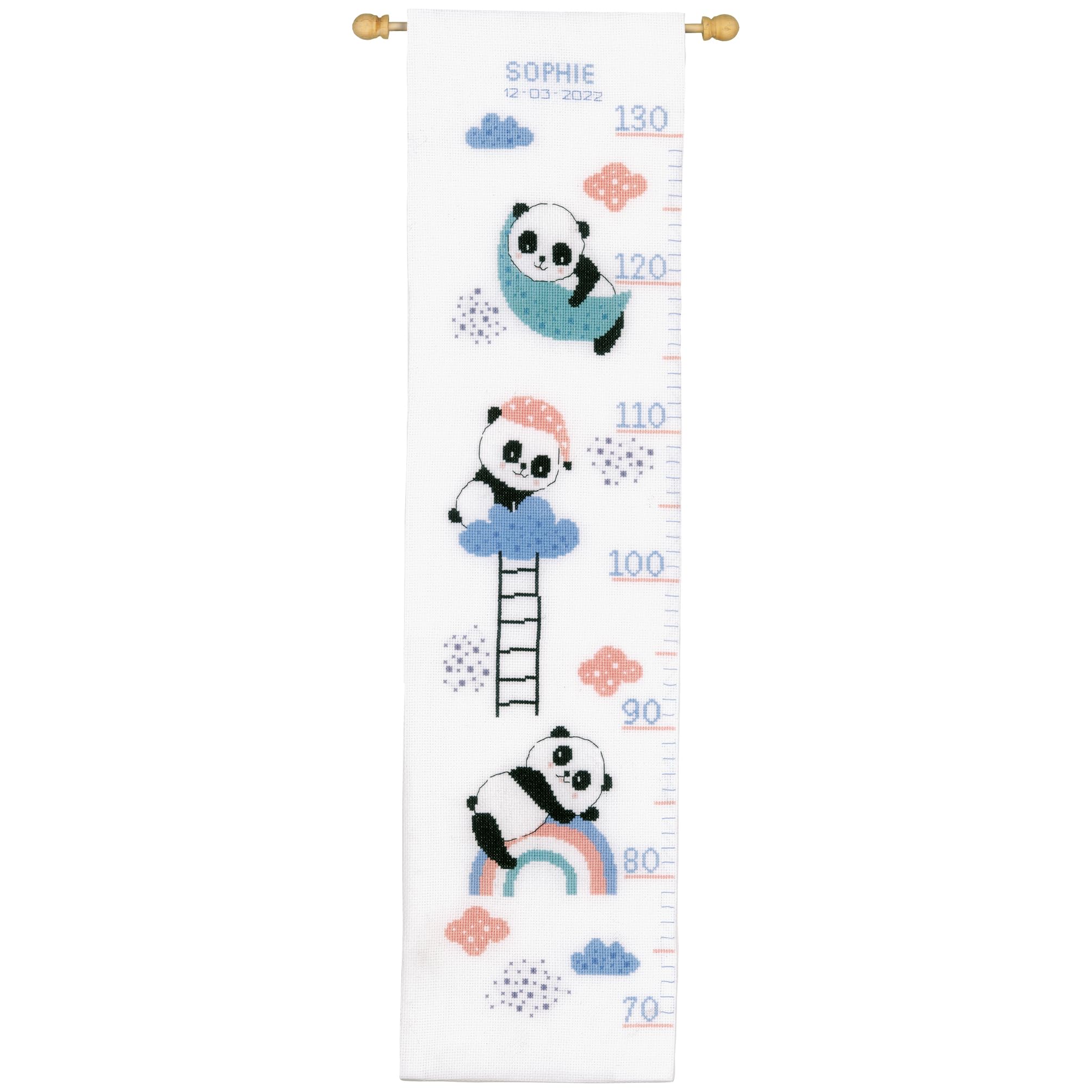 Point de croix compté kit DIY toise enfant broderie pandas décoration chambre