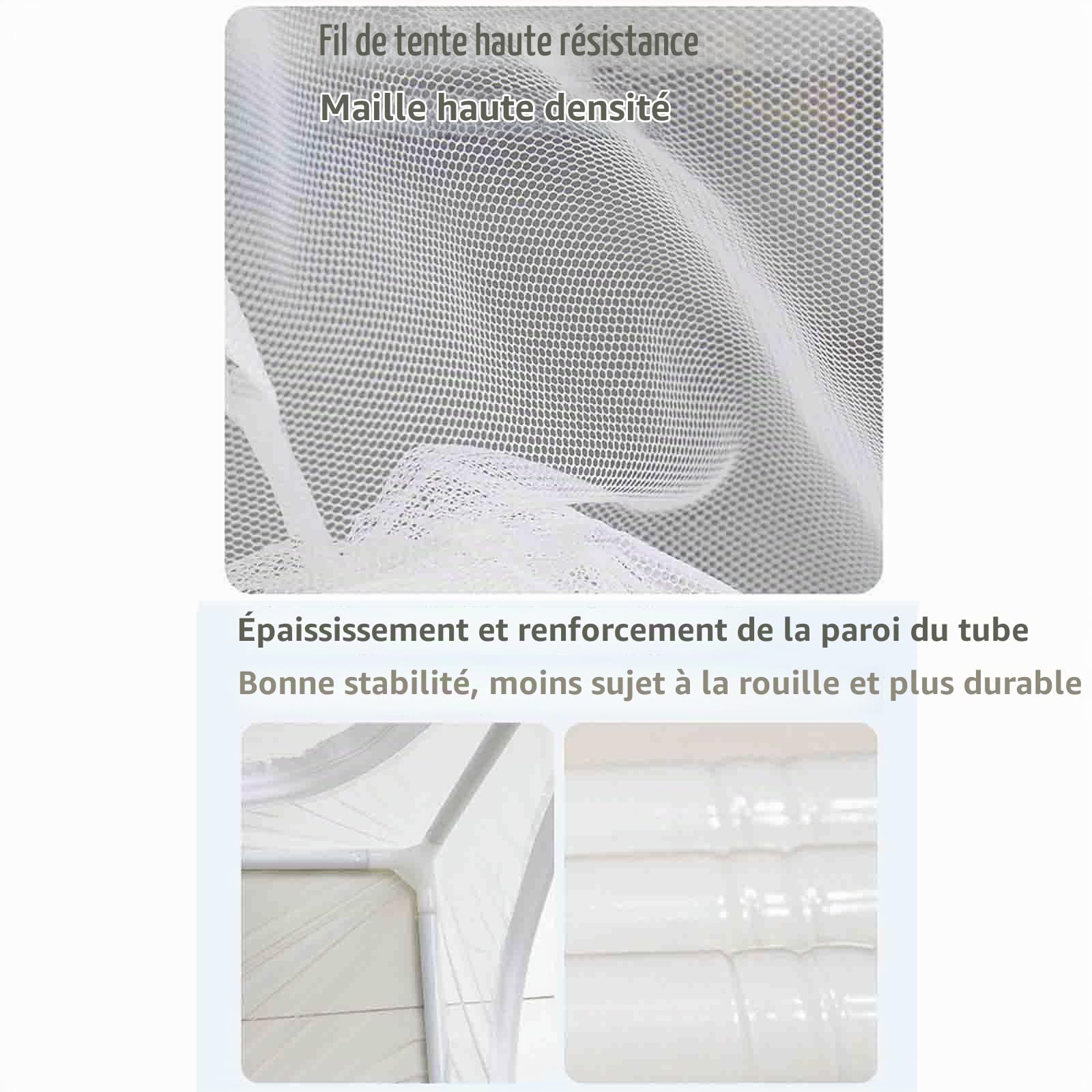 JUSHZ Moustiquaire De Lit Mousticaire Moustiquaires De Lit Simple avec Cadre 1 Place Carré Tente Fermeture éclair Couchette Supérieure Couchette Inférieure dans Dortoir étudiant (90x190x90cm,White)
