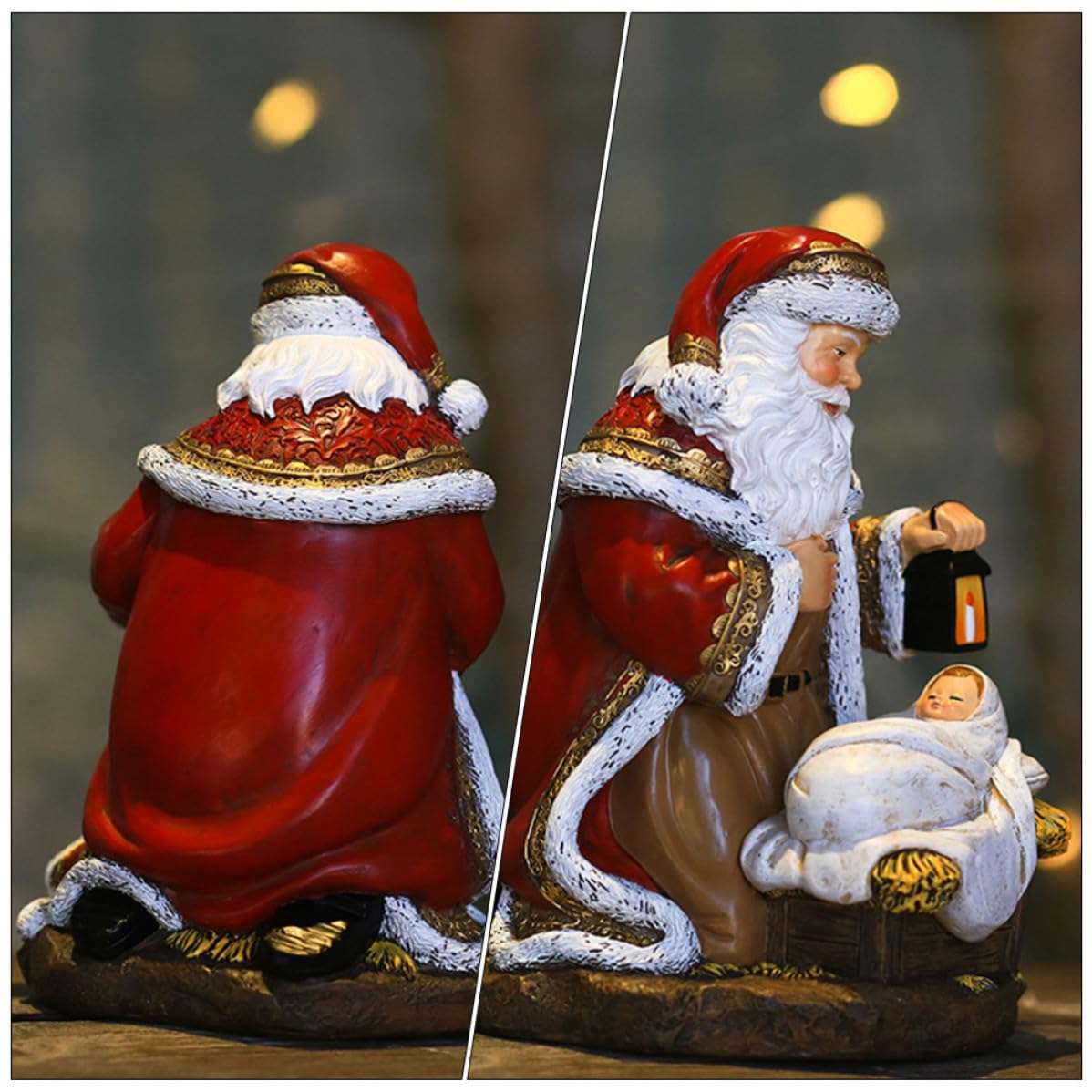 Resina Adorno Navideño de Papá Noel para Escritorio y Escaparate