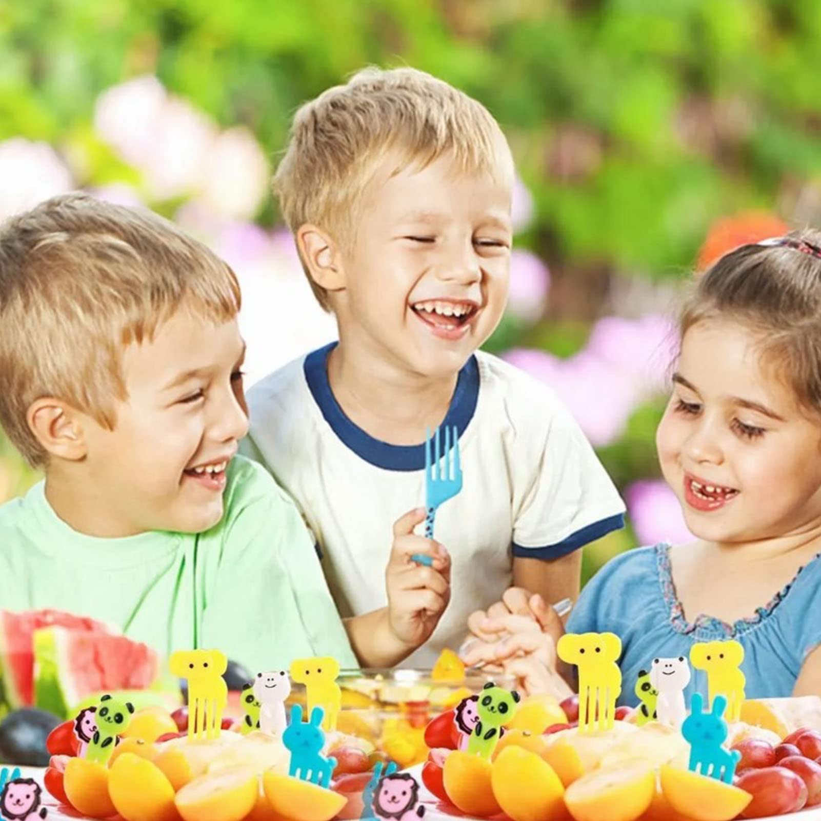 50Pcs Fruit Fork Picks Cartoon Toothpick for Cake Dessert Party Cute Animal Shape Children Fruit Fork Set for Home School Party Picnic