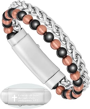 Jecanori Pure Copper Magnetic Bracelet for Men, Cross Bracelet with 3800 Gauss Magnets,Christian Gifts for Men