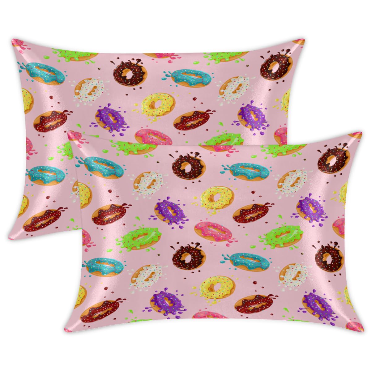 Graziose federe in raso a ciambella, per capelli e pelle, confezione da 2, con chiusura a busta, super morbide, antirughe, antimacchia, setose, 50,8 x 101,6 cm