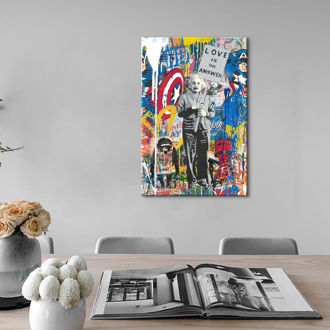 ピカソ 猫の絵 ウォールアート 装飾パネル - 額入り ピカソ ポスター 友情 花の絵 装飾画 リビングルーム 寝室 壁飾り 玄関コ