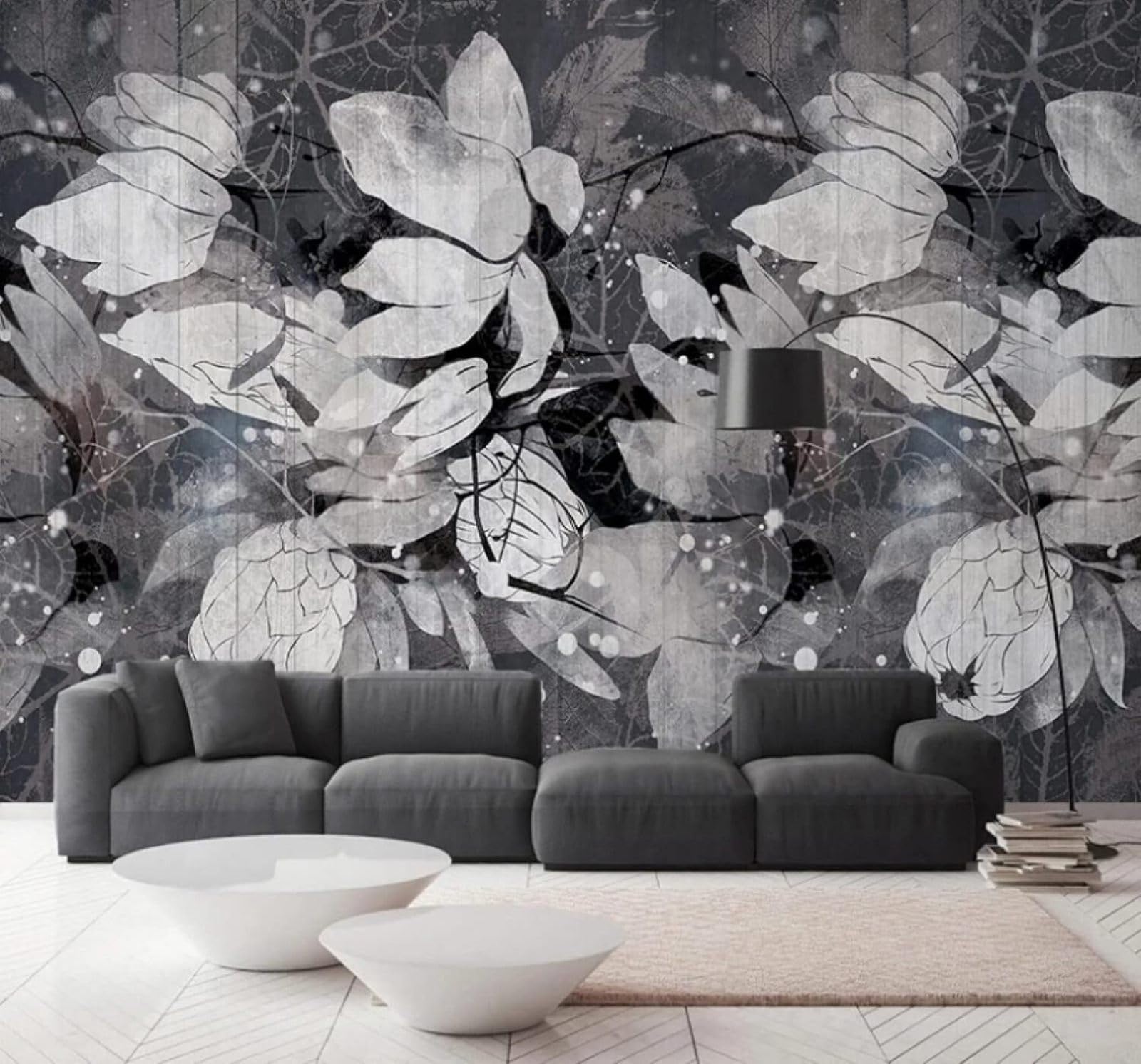 Papier peint soie de luxe noir fleurs 3D XLMING revêtement intissé haut de gamme