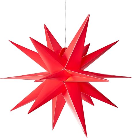 AMARE LED 3D - Stella luminosa per esterni, rosso, ca. 57 x 48 x 44 (L x A x P), CE + GS, per interni ed esterni, con timer
