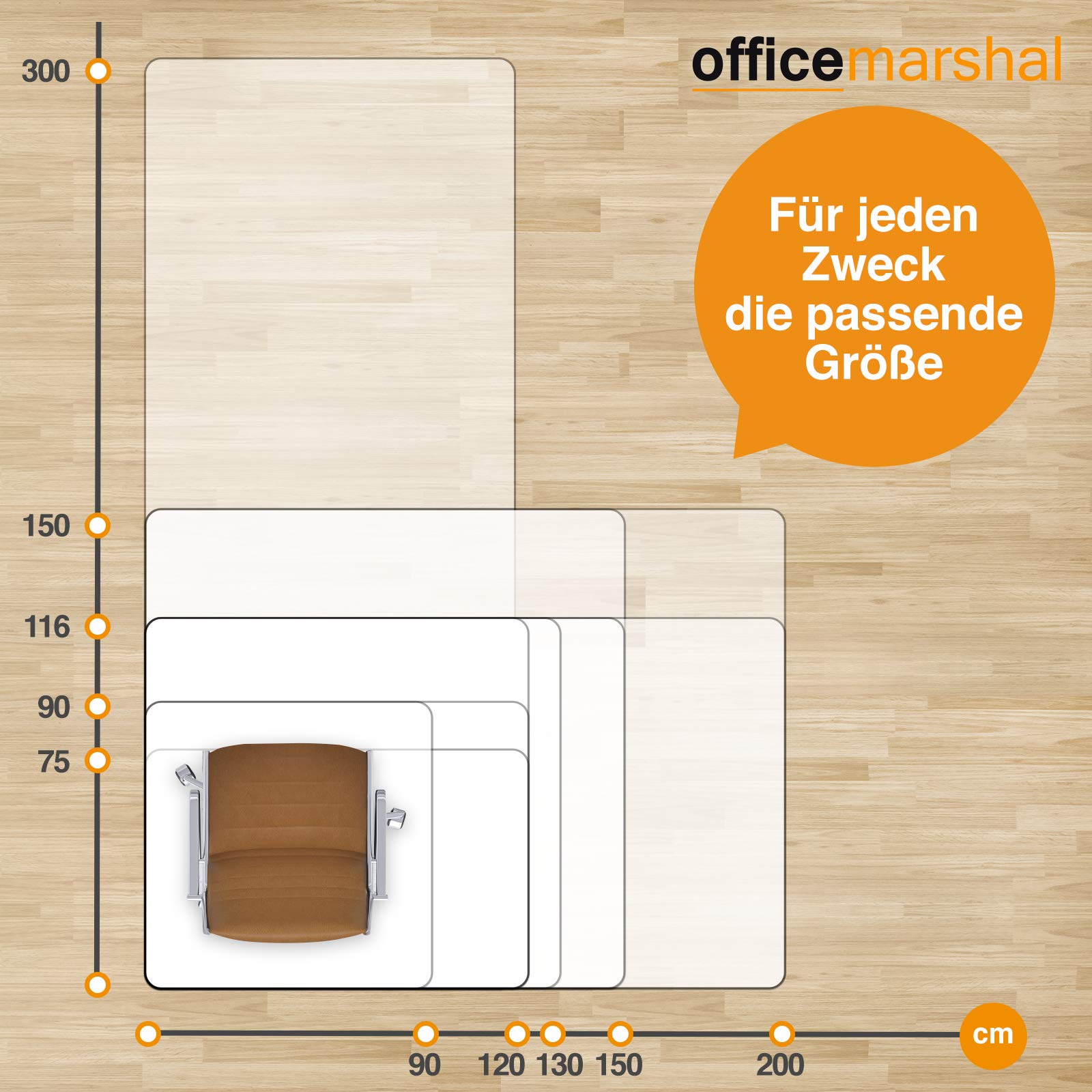 Meisterei Bodenschutzmatte - Größenwahl, Kratzfest, rutschfest, Milchweiß - Bodenmatte, Bodenschutz, Bürostuhlunterlage, Unterlegmatte, Schutzmatte für Laminat, Parkett, Hartböden (190 x 200 cm)