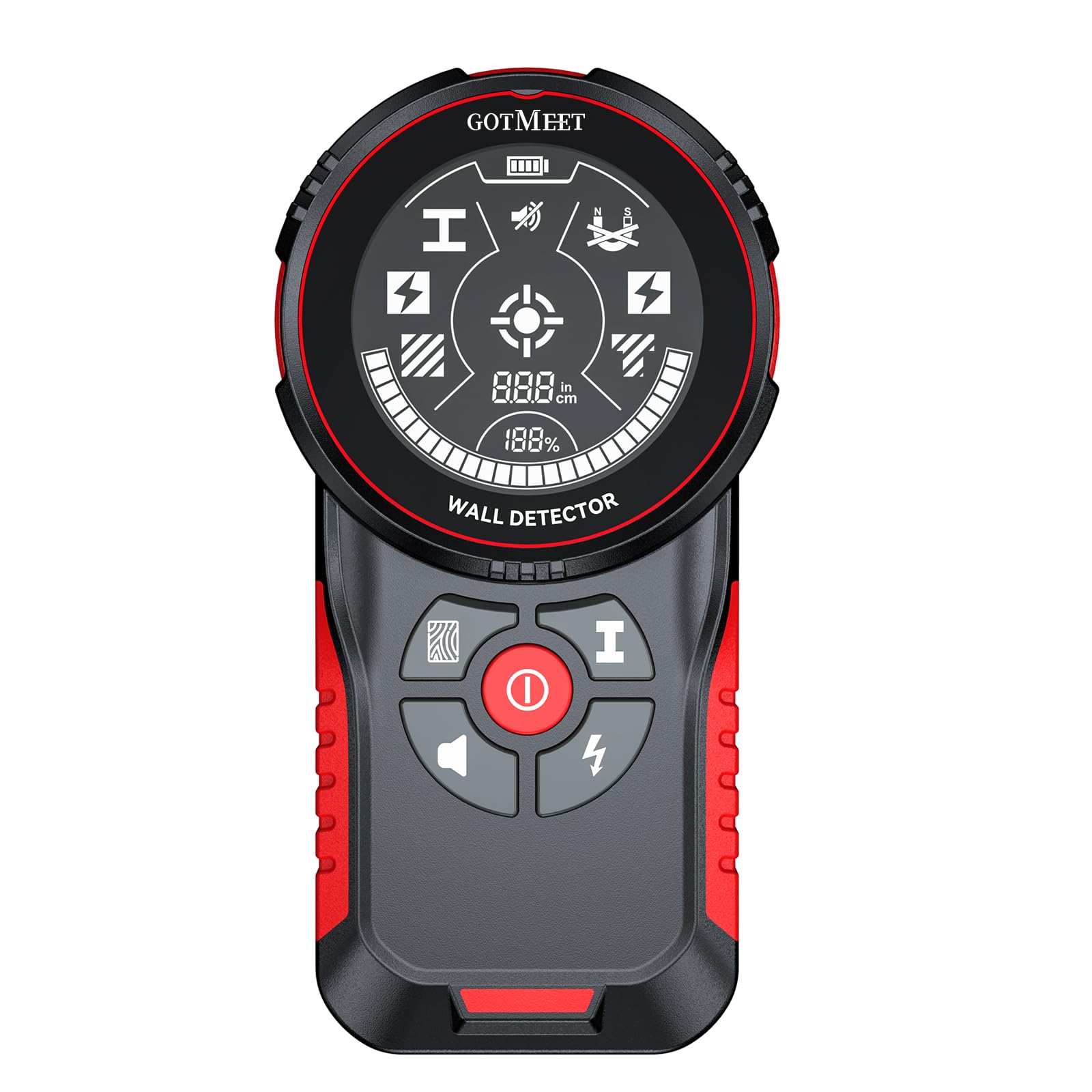GOTMEET Stud Finder Wall Scanner - Multifunction Stud Detector for Wood, Metal, Live AC Wire, Joists & Pipes, Wall Stud Finder with Smart Sensor, HD LCD Display & Audio Alarm