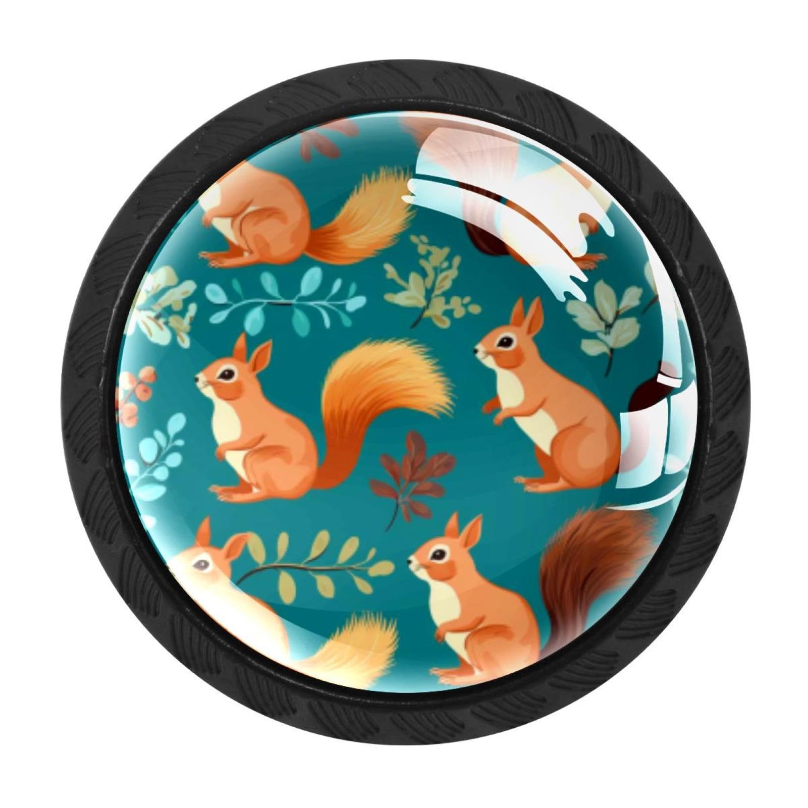 Chenzzzz Multicolored 04 4 Pieces Round Cabinet Knobs Rustic Dresser Knobs, Drawer Cupboard Wardrobe Cabinet Pulls Handles Hardware For Home Kitchen Furniture, Squirrel