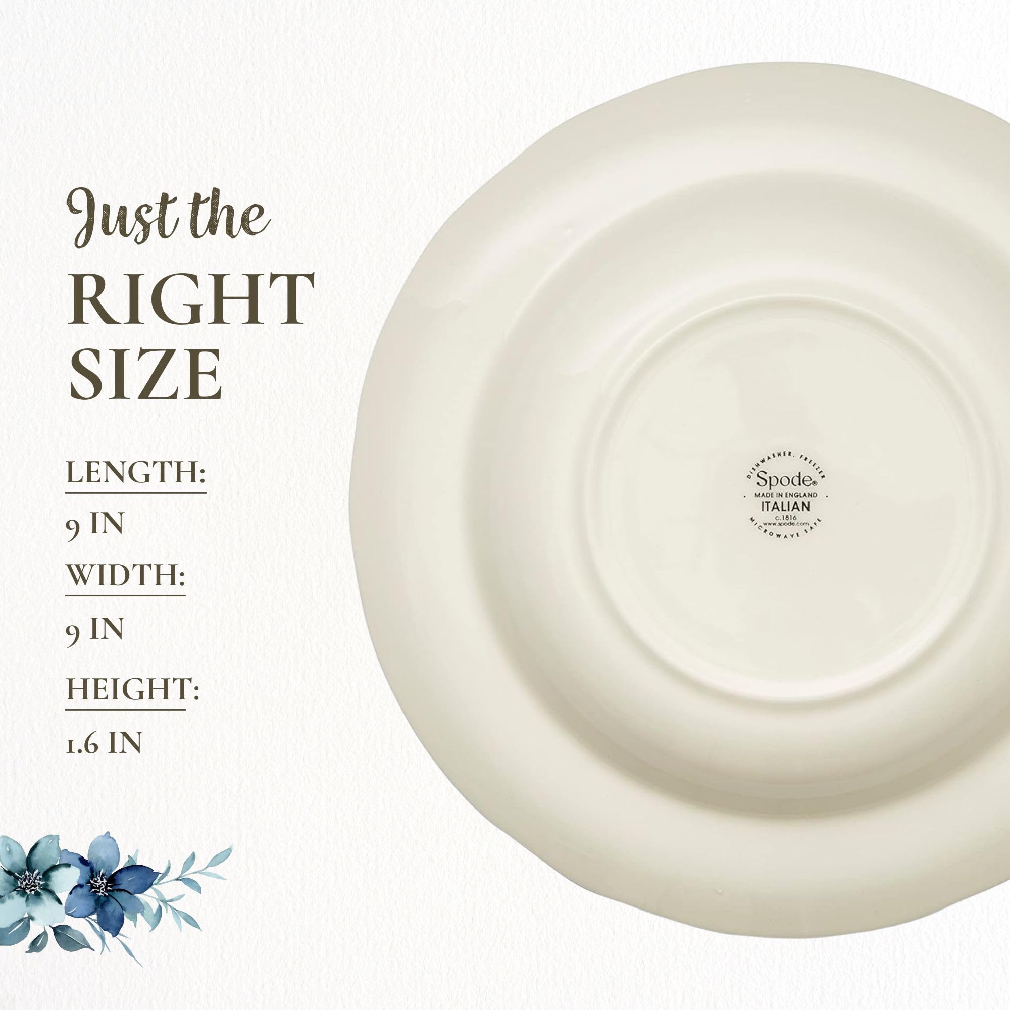 Portmeirion Home & Gifts Spode Blue - Piatto da zuppa italiano, 23 cm, 4 pezzi