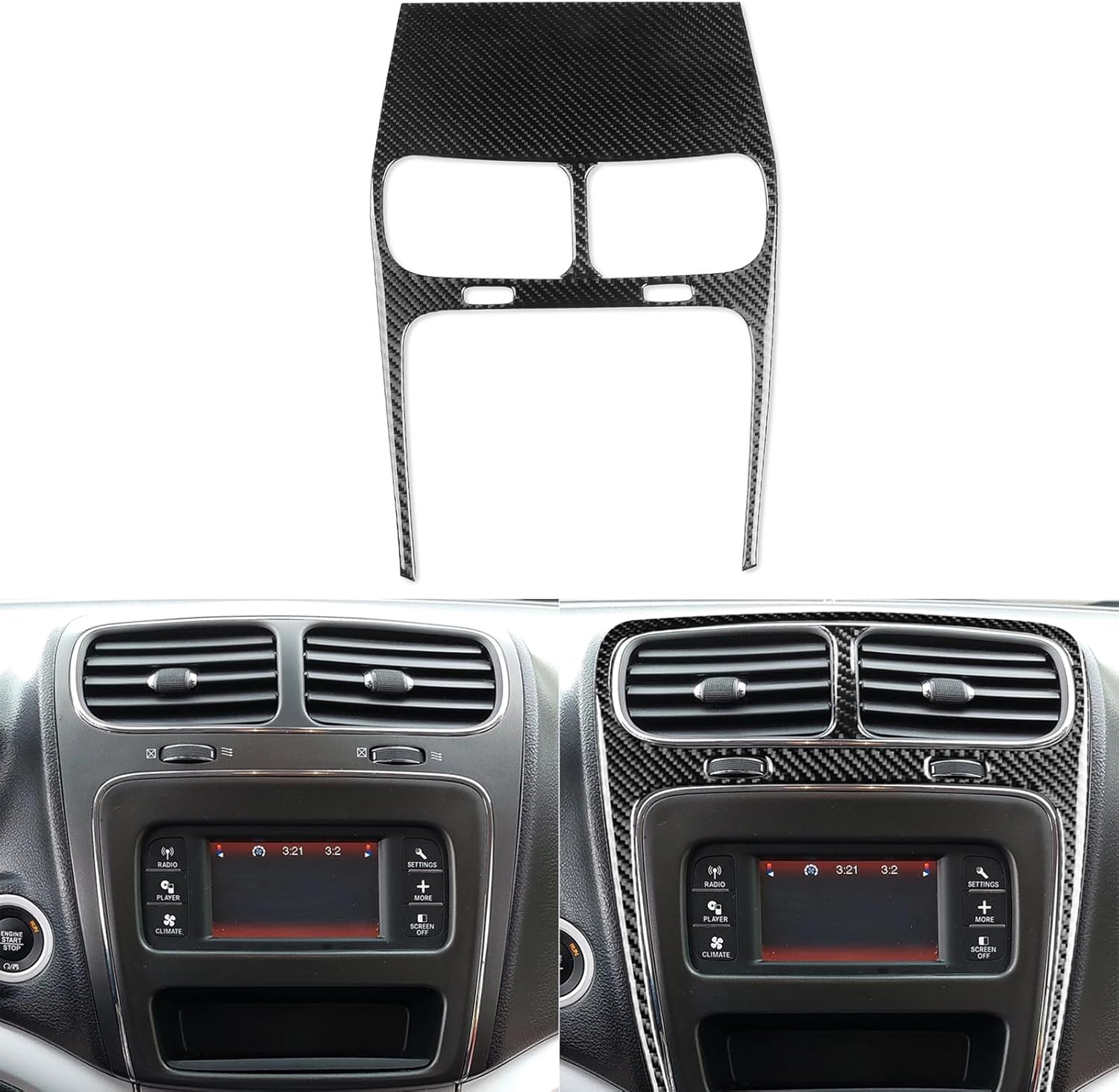 Real Premium 3K Carbon Fiber Decals Center Console air Vents Touch Screen Panel Trim Cover Sticker Decoration Compatible with Dodge Journey 2011 2012 2013 2014 2015 2016 2017 Interior Accessories