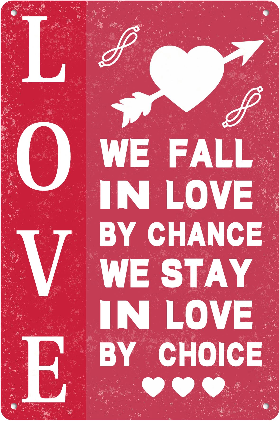 SMAZDFXX Love Tin Sign - We Fall In Love By Chance We Stay - Funny Valentine Metal Wall Decor 5.5x8 inch