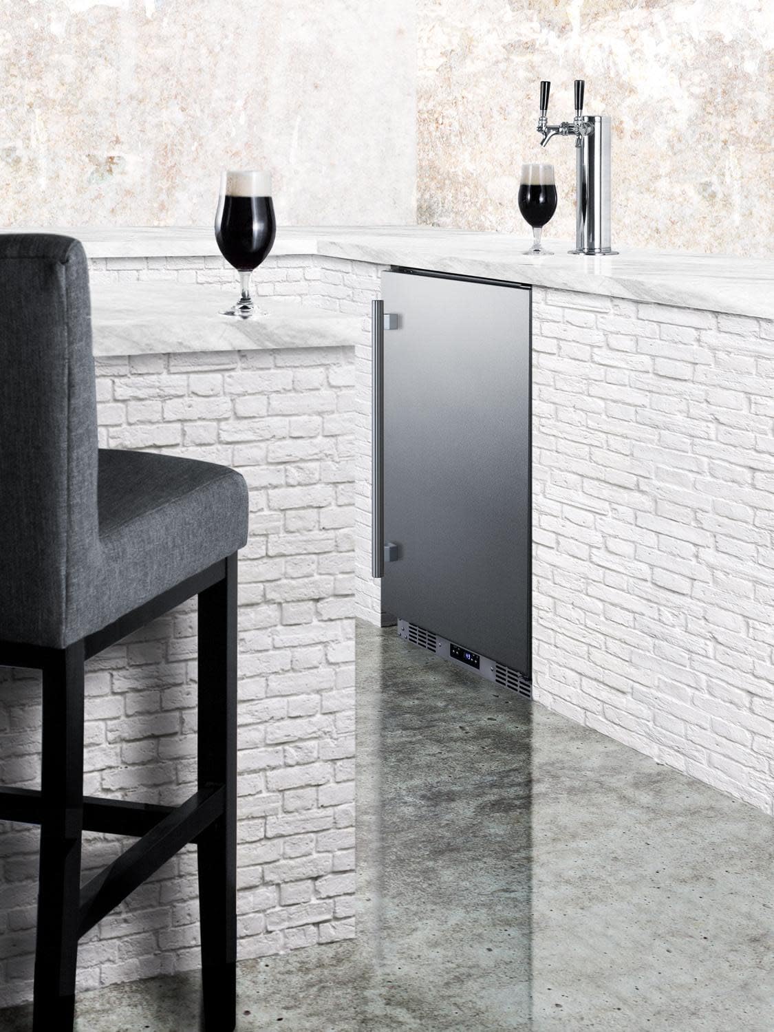 Summit 24" Outdoor Wine & Beer Kegerator, Dual Tap, Weatherproof, Beer And Wine Dispenser, Stainless Steel - Sbc683ostwinbw on Fridge.com - View 5
