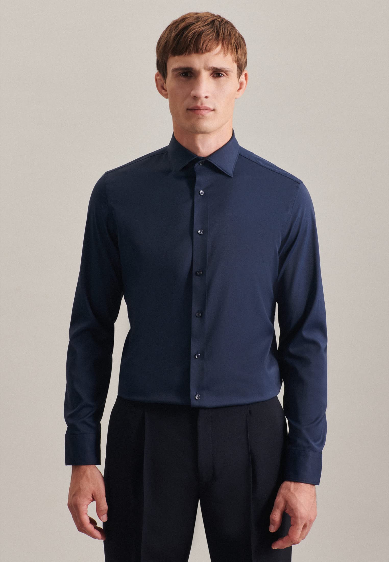 Seidensticker Camicia Business da Uomo - vestibilità Slim - Facile da Stirare - Collo Kent - Maniche Lunghe - Misto Cotone