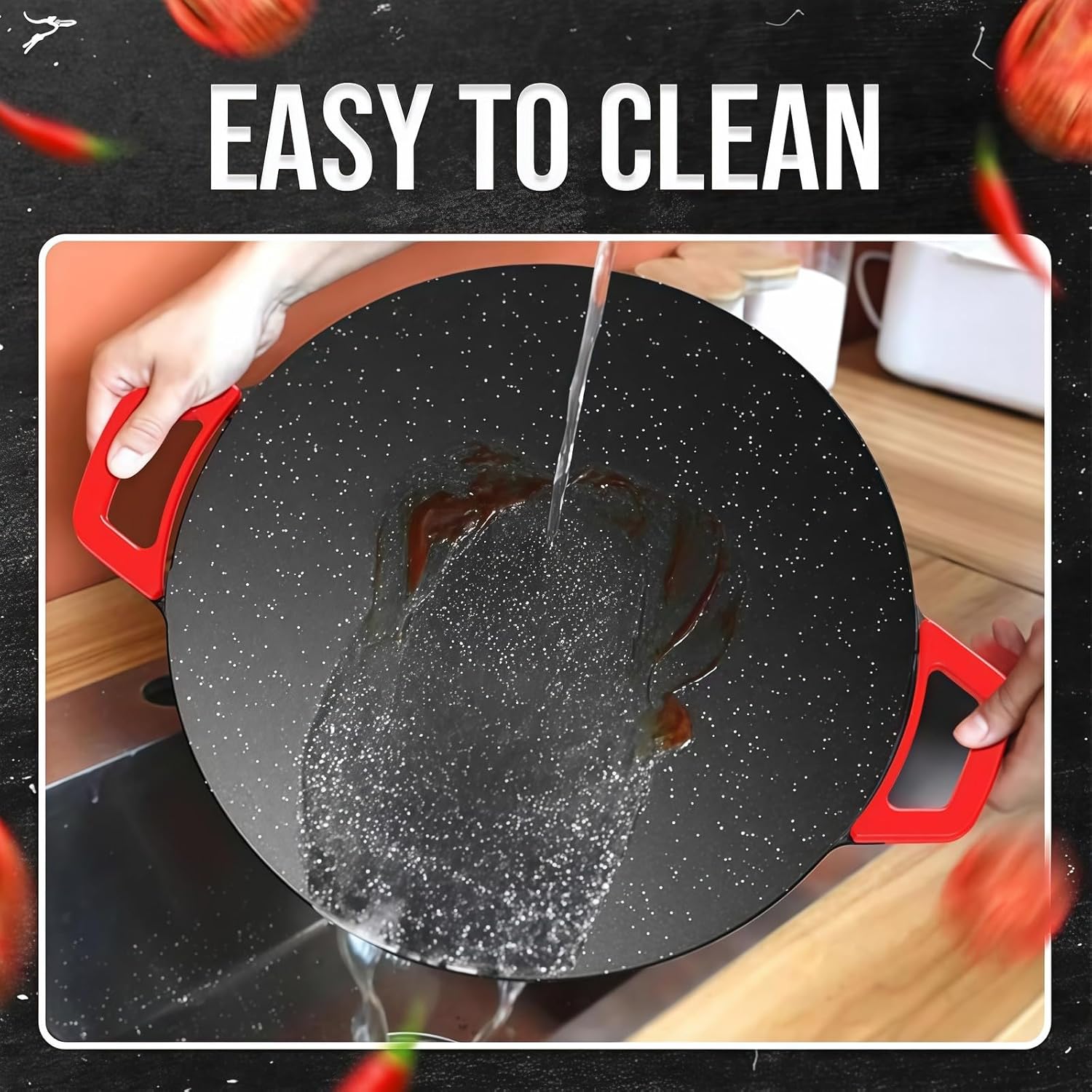 Non-Stick Electric Indoor Grill Pan, Multi-functional electric griddle Nonstick for Cooking Steaks, portable electric korean bbq grill, for Cooking Steaks, Pancakes & BBQ (black,40cm)