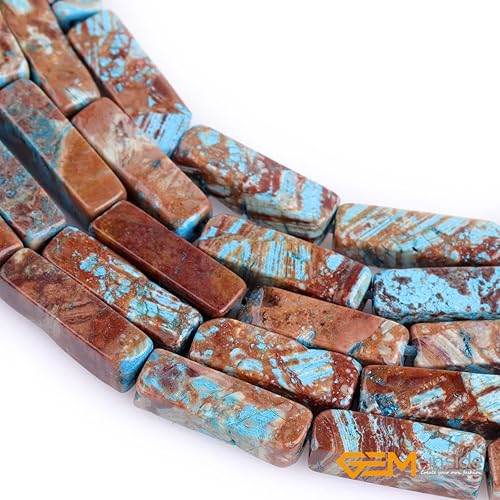 Miniatura 5 de GEM-Inside - Tubo cuadrado rectangular de 0.157 x 0.512in de color azul natural con forma de ágata loca de encaje azul natural, cubo de columna