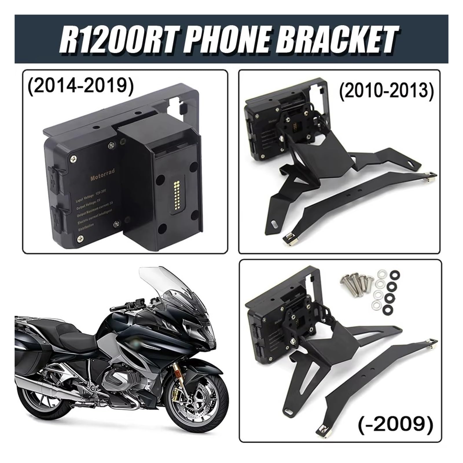 Porta Cellulare Moto Per BMW R1200RT R 1200 RT 2009 2010 2011 2012 2013 2014 2015 2016 2017 2018 2019 2020 GPS Supporto Del Telefono Staffa Di Navigazione Supporto Telefono Bicicletta(A Set (2014-2020