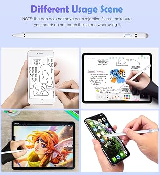 Active Stylus Pens for Touch Screens, Dual Pen Tips for iOS & Android Drawing & Writing, High Precise Digital Pencil for Apple iPhone 15 to 6, iPad Air/Pro/Mini, Phone/Tablet/Samsung/Kindle