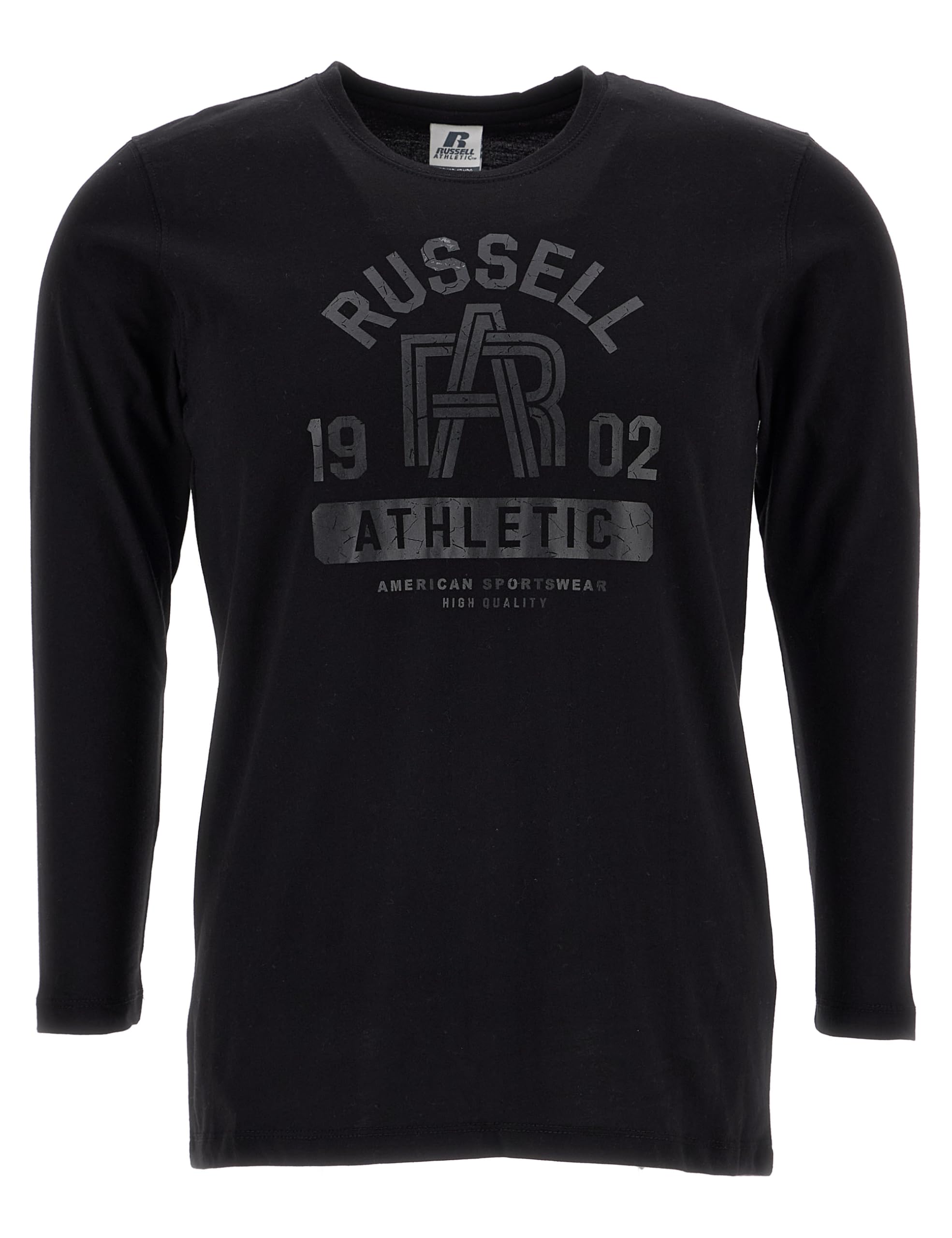 Russell Athletic Unisex Kids L/S Crewneck Tee T-Shirt, Black, 176 UK
