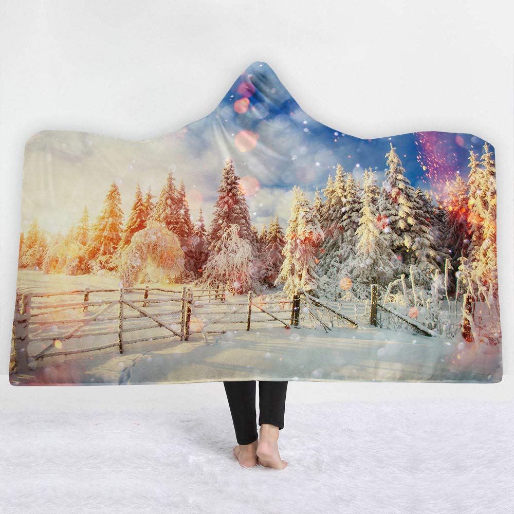 Couverture de bureau pour pause déjeuner et cocooning maison motif Scène de Neige