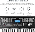 61 Key Portable Electronique Piano avec/Lighted Plein Taille Clés, LCD, Casques, X-Stand, Tabouret, Repos musical, Microphone, Stickers Note, Haut-parleurs intégrés,3 Modes d'enseignement