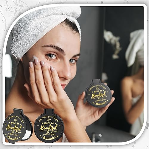 Miniatura 4 de Gulfmew 36 piezas de espejo compacto inspirador de 2.76 pulgadas, espejo redondo de vidrio para maquillaje, monedero personal, mini espejo, regalos