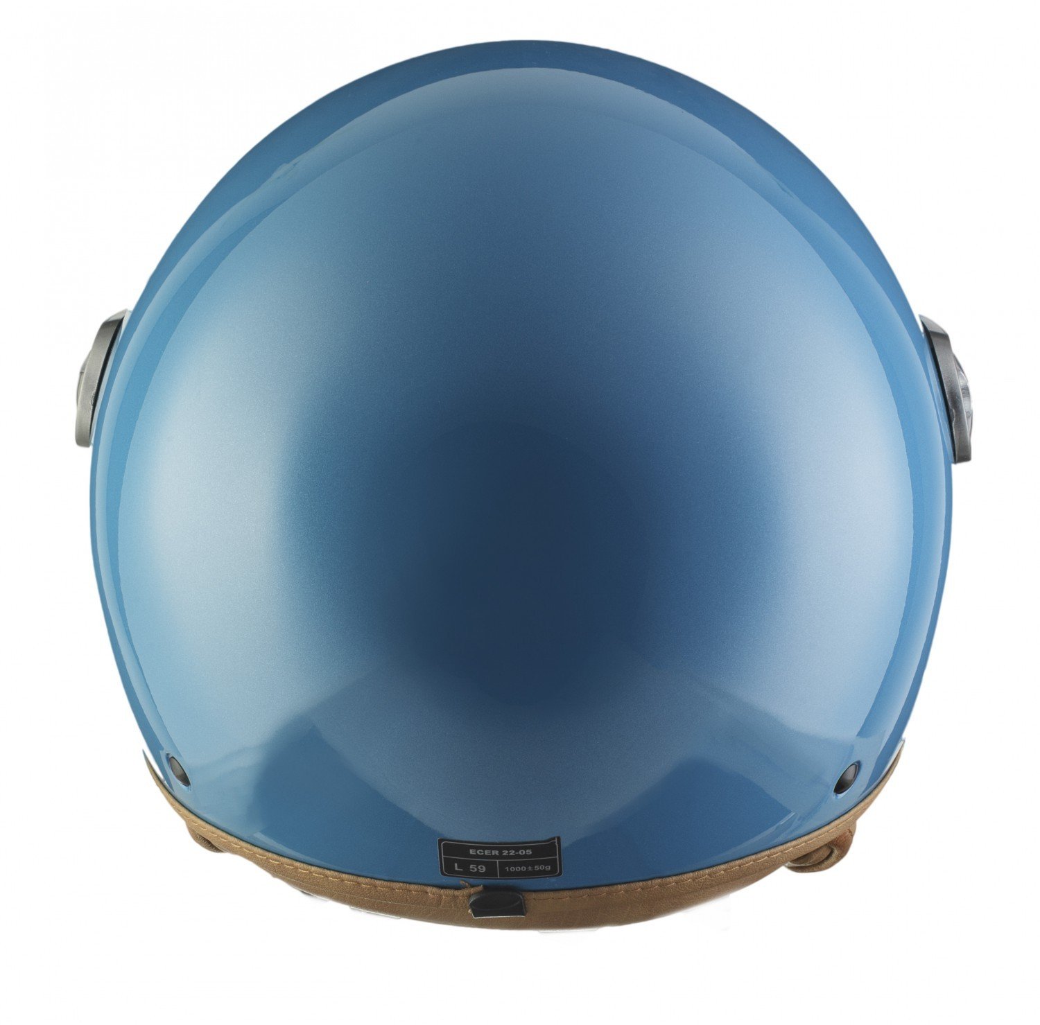 SOXON® SP-325 Mono „Crystal Blue“ · Jet-Helm · Motorrad-Helm Roller-Helm Scooter-Helm Moped Mofa-Helm Chopper Retro Vespa Vintage Pilot Biker · ECE 22.05 Visier Schnellverschluss Tasche S (55-56cm)