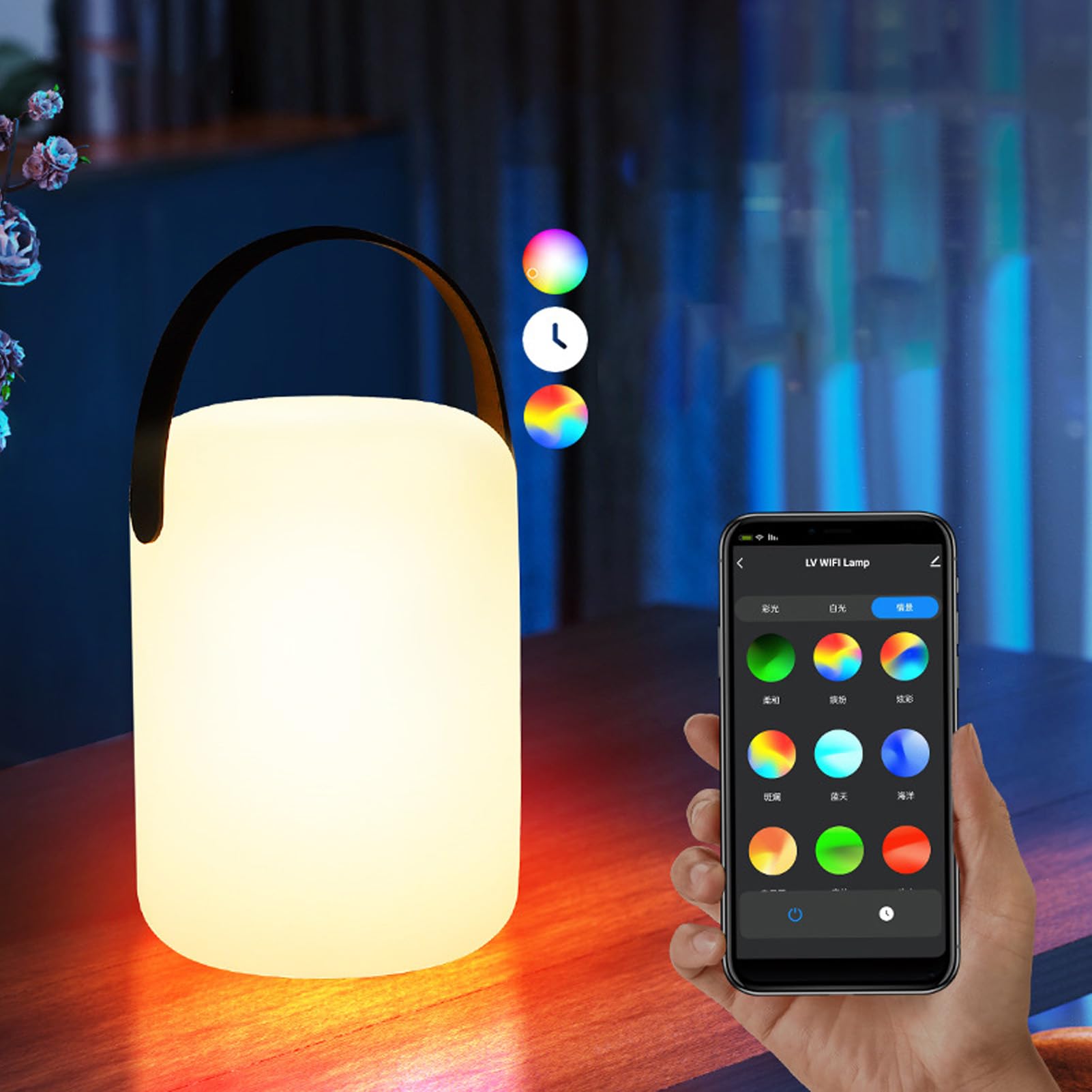 Lampada da Tavolo RGB Intelligente con Luce Notturna Che Cambia Colore con Controllo Vocale APP per Soggiorno Camera da Letto 170 X 123 Mm