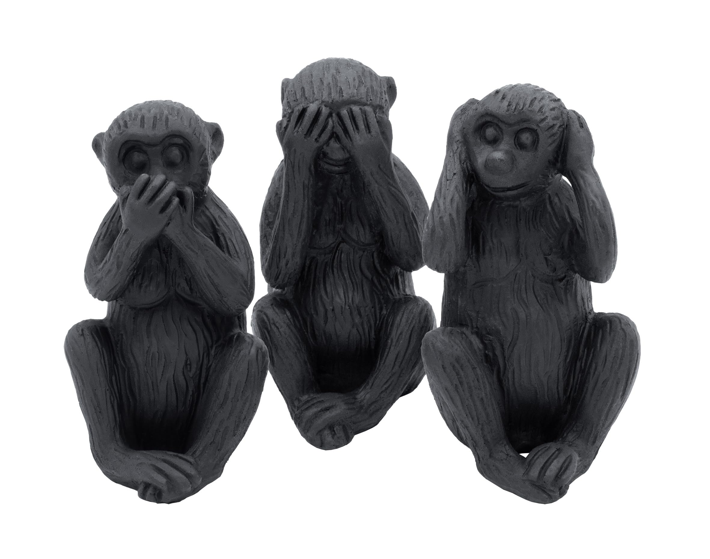 Spetebo 3 figuras decorativas de monos, color negro, 12 cm, plástico, figuras de animales, no escuchar, nada, no ver, no decir – Decoración de mesa Escultura decorativa Affentrio Amuleto de la suerte