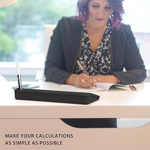 Miniatura 3 de TOWON Pizarra blanca de vidrio de escritorio con calculadora básica, pantalla LCD de 12 dígitos, organizadores de escritorio con accesorios para