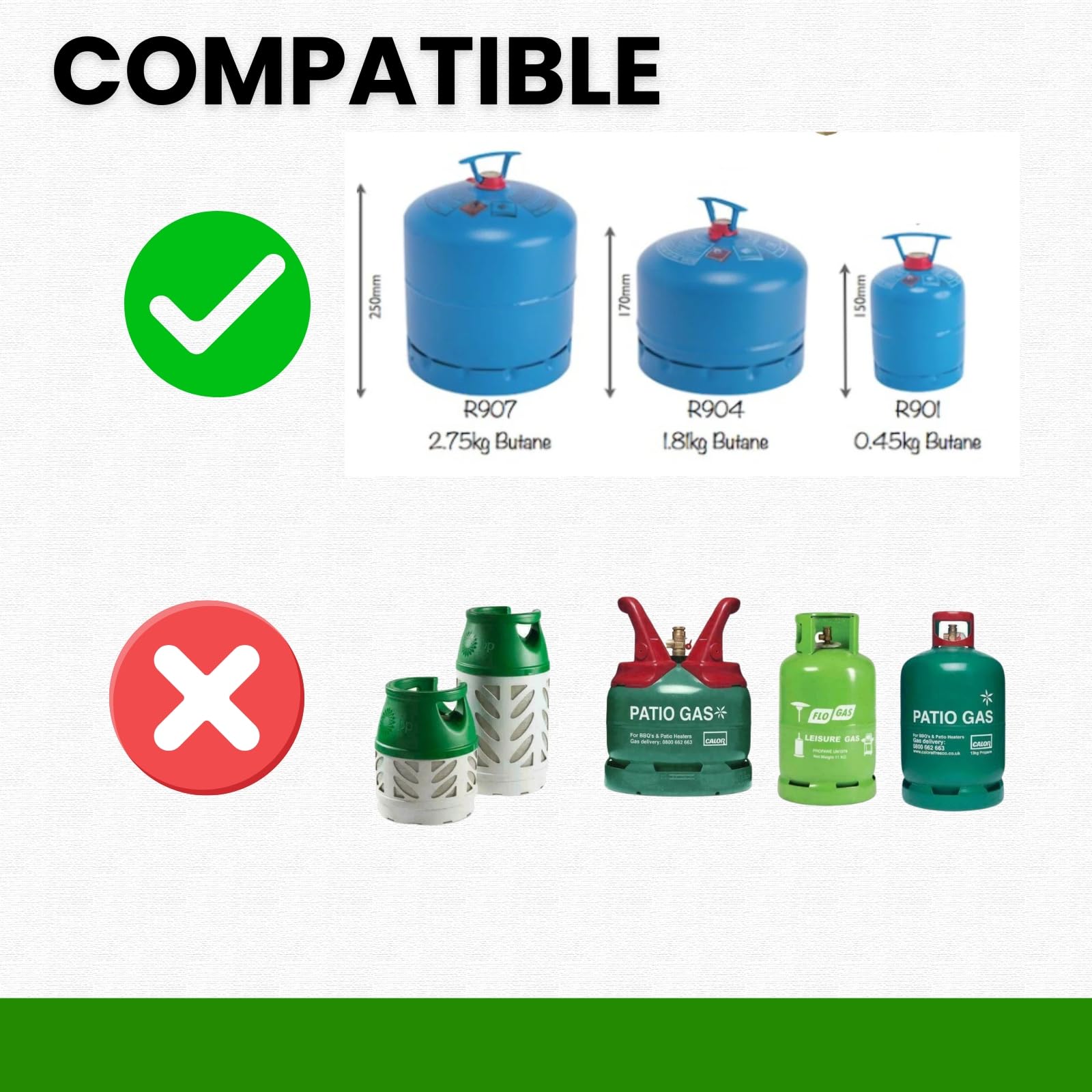 Régulateur de gaz butane de 30 mbar avec tuyau de 2 m et clips pour bouteilles de gaz 901 904 907, régulateur de gaz de camping avec contrôle du robinet, kit de tuyau de gaz de barbecue pour caravane