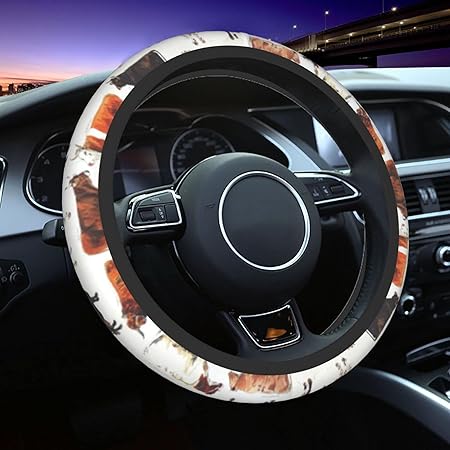 Amazon 牛柄 ハンドルカバー 自動車用ステアリングカバー おしゃれ ハンドルカバー かっこいい ステアリングカバー 快適な耐久性 安全性 汚れ 滑り防止 春 夏 秋 冬四節汎用 ステアリングホイールカバー ハンドルカバー 車 バイク