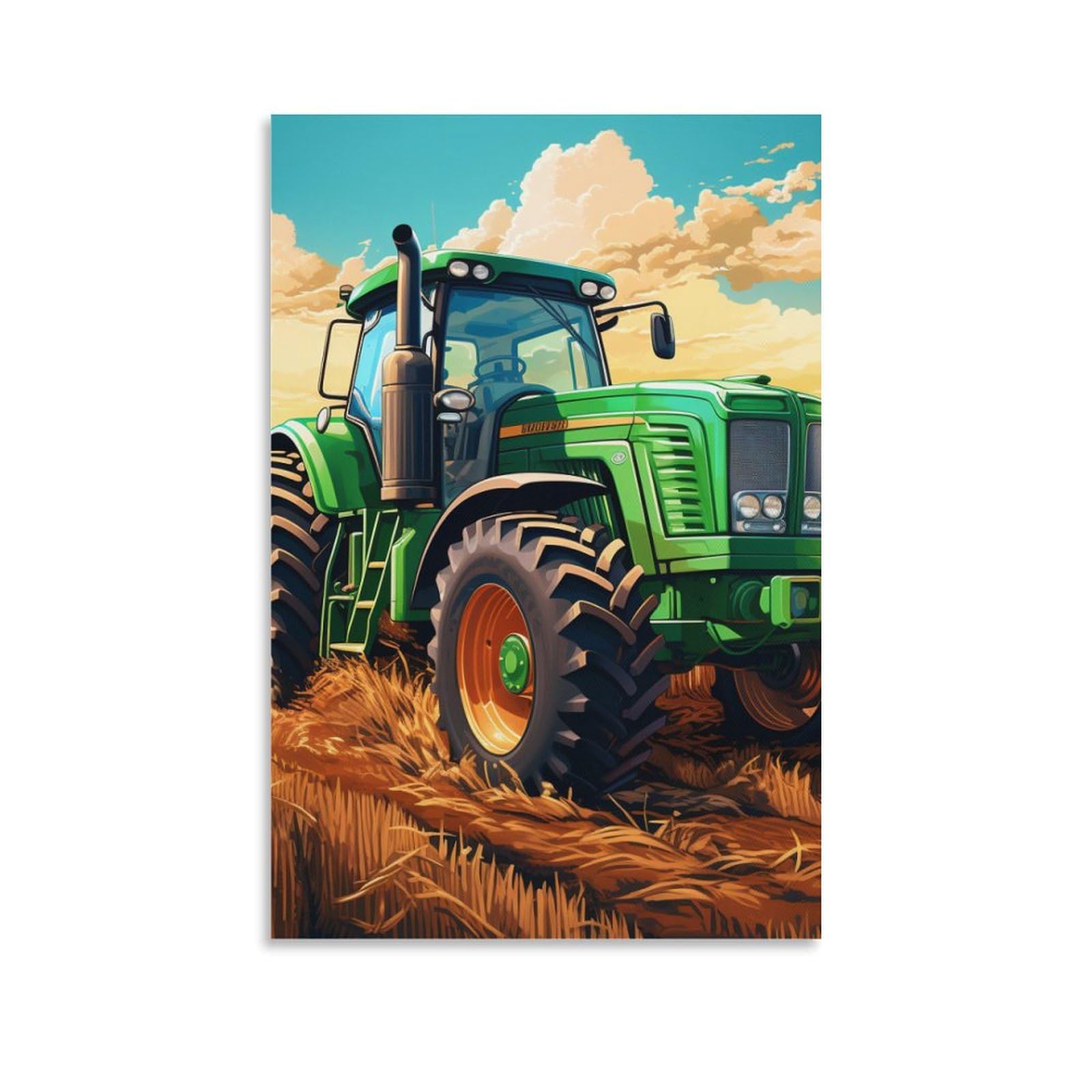 DHBANEIOK Tractor Art - Oil Paintings Reproduction Modern Giclee Canvas Print Artwork Pictures on Canvas Wall Art for Home Office Decorations 08x12inch(20x30cm)