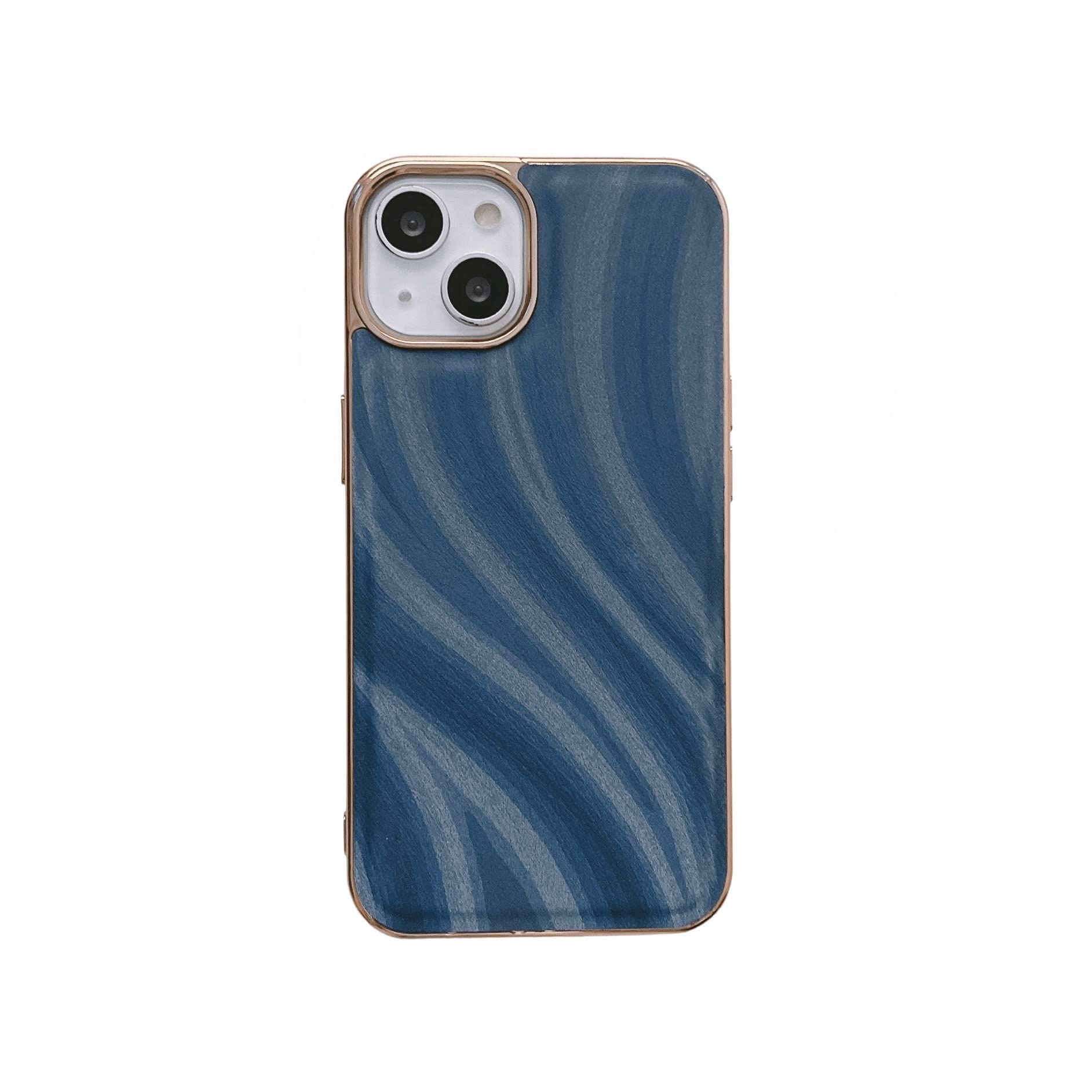 RAFCARLuxury Leather Texture Square Frame Case Compatible with iPhone 14 Pro Max (Color : Blue)
